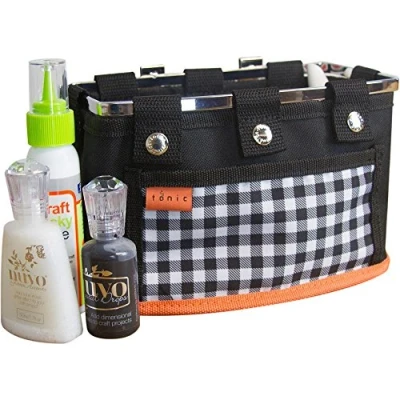Image of Tonic Studios Table Tidy Double Pocket Caddy, Polyester, Multi Colour, 13 x 12.5 cm