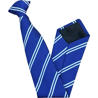 Image of Great British Tie Club Men&#039;s Adult Double Stripe Clip On Neck Ties (Royal Blue &amp; White)