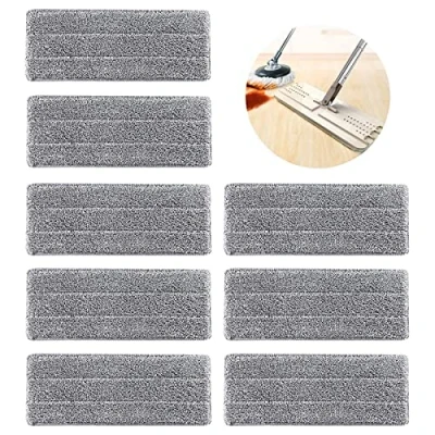 Image of Mop Replacement Cloth 8 Pieces Floor Covers Microfibre Cleaning Pads Flat Pad Velcro Refill Suitable for Most Types Machine Washable