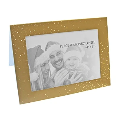 Image of Tallon International Christmas 6 Pack Personalise your own Photo Cards Gold