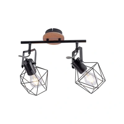 Image of JUST LIGHT. Ceiling lamp Jaro adjustable black/wood 2 bulb