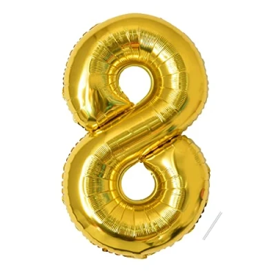 Image of Number 8 Balloons 8,Gold Balloon 40 Inch Giant Helium Foil for Boys Girls Party Decor Birthday Anniversary Graduation Decorations Supplies