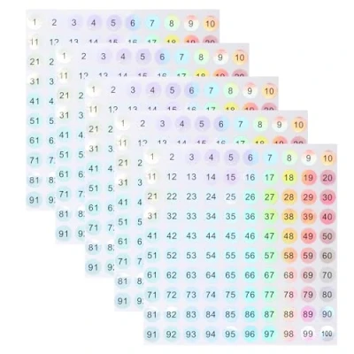 Image of Aruicheng Number Stickers 1 100 Small Round Numbers 5 Sheets Self Adhesive Labels Numbered for Storage, Boxes, Bins, Inventory, Organizing, 0.4 Inch