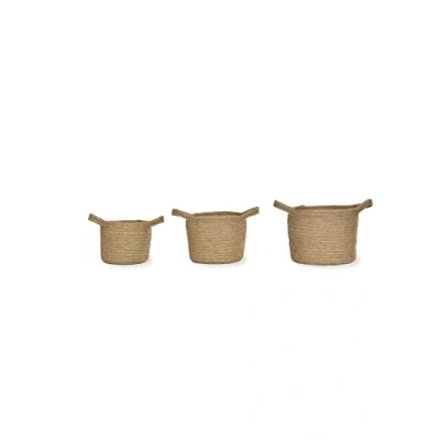 Image of Garden Trading Set of 3 Woven Plant Pots Crafted in Jute Indoor Use Only
