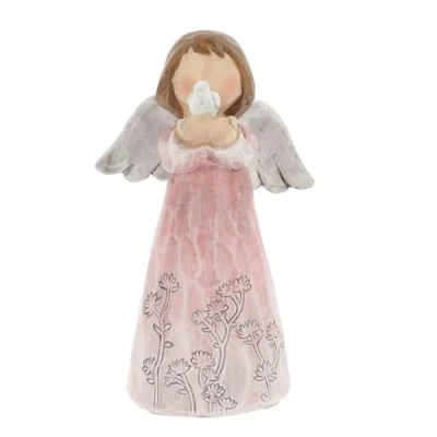 Image of Shudehill Giftware Meadow Flower Angel Small Ornament Aqua, Pink or Grey (Pink)