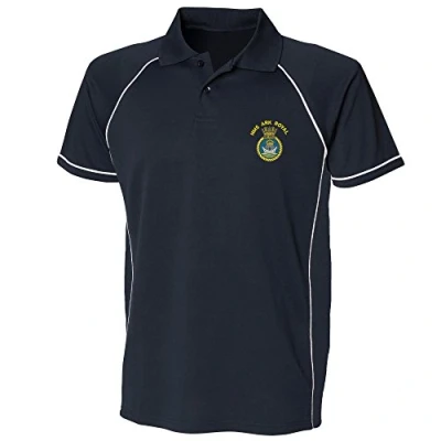 Image of HMS Ark Royal Embroidered Performance Polo Large Navy/White