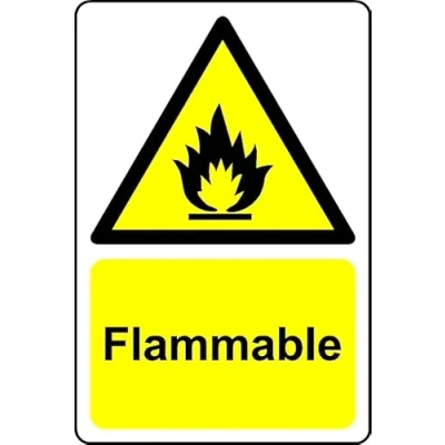 Image of Warning Flammable Safety Sign Self Adhesive Sticker (100mm x 150mm)