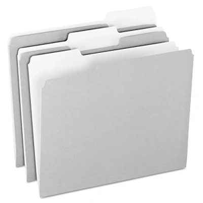 Image of Pendaflex Two Tone Color File Folders, Letter Size, 1/3 Cut, Gray, 100 Per Box (152 GRA)