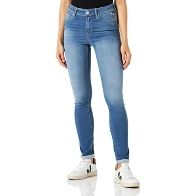 Image of REPLAY Women&#039;s Luzien Recycled Jeans, 009 Medium Blue, 28W x 30L