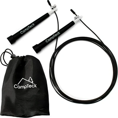 Image of CampTeck U6576 3m (10ft) Speed Skipping Rope Adjustable Steel Cable Jump with Ball Bearing Mechanism for Fitness Workouts Fat Burning Exercise Boxing MMA Training Black