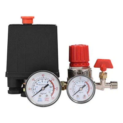 Image of EVTSCAN Latest Pressure Switch Manifold Regulator Gauges Air Compressor Control Valve 90 120PSI