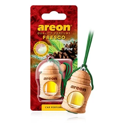 Image of Areon Fresco Car Air Freshener Pine Perfume Diffuser Hanging Glass Bottle Mini Wood Pendant Liquid Scent Long Lasting Home Office Room Van 3D 4ml Pack of 1