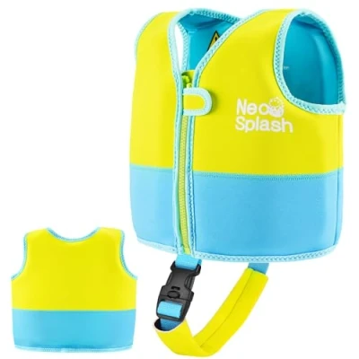 Image of Kids Swim Vest with Adjustable Safety Straps for Ages 1 3 and 6 (Turquoise,3 6)