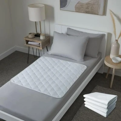 Image of Washable bed mats by guardedsleep Premium quality waterproof pads Incontinent wetting sheets for adults or children Reusable mattress protector incontinence