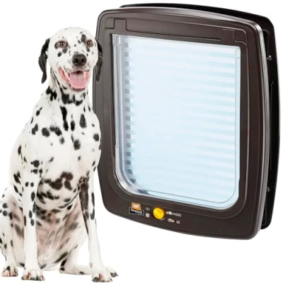 Image of Ferplast Swing 15 Universal Cat Flap for Dogs and Cats 4 Selectable Closing Modes Wind Stopper System Shock Absorber Magnetic Anti Oscillation Transparent Door Brown