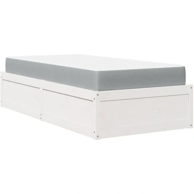 Image of vidaXL Bed with Mattress White 90x200 cm Solid Wood Pine