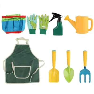 Image of 5pcs/set Kids Gardening Tool Set Rake Trowel Sprayer Gloves Apron Watering Can with Canvas Tote Bag for Outdoor Tools