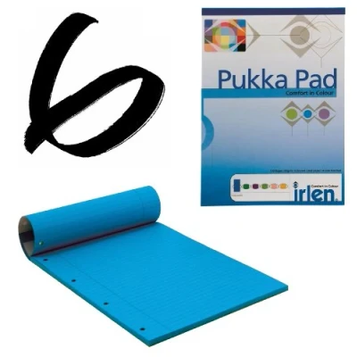 Image of 6x Turquoise Pukka Pad A4 80gsm Ruled With Margin 100 Pages 50 Sheets