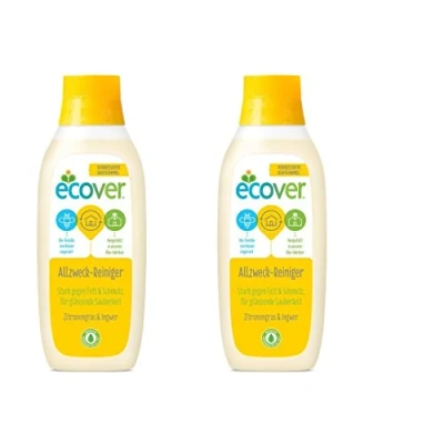 Image of Ecover All Purpose Cleaner, Lemongrass, Ecological Premium Quality since 1979, 2 Bottles of 750 ml