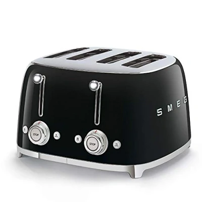 Image of Smeg TSF03BLUK 50s Retro Style 4 Slice Toaster Black
