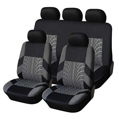 Image of flexzon Car Seat Covers Grey Black Dog Pet Protectors Universal Set (9 Pieces) Washable &amp; Airbag Compatible