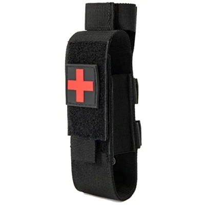 Image of YONCONO Tactical Molle Tourniquet Holder, Portable TQ Military First Aid Equipment Case &amp; Trauma Medical Shear Pouch (Black)