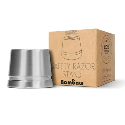 Image of Bambaw Silver Safety Razor Stand Does Not Fit All Razors Holder Shave Double Edge Shaving