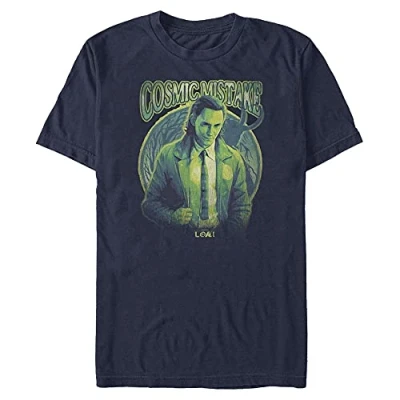 Image of Marvel Loki Cosmicalloki Wrong Organic Short Sleeve T Shirt, Navy Blue, S