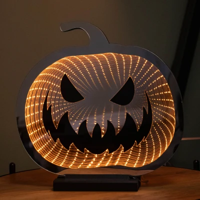 Image of 30cm Light up Halloween Pumpkin Infinity Decoration with Orange LEDs