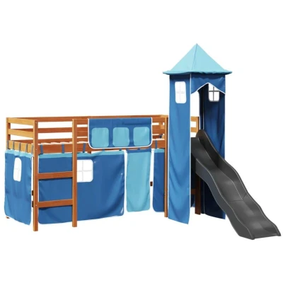Image of vidaXL Kids&#039; Loft Bed with Tower without Mattress Blue 90x190 cm Single