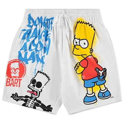 Image of The Simpsons Mens Homer &amp; Bart Simpson Shorts Homer, Bart, Lisa Mesh Shorts, White, X Large