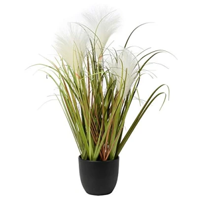 Image of Briful Grey Pampas Grass Artificial Plants in Pot, 44cm Fake Plant Boho Decor Faux for Wedding Arrangement Home Garden
