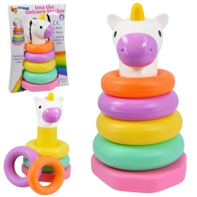 Image of Una The Unicorn Baby Stacking Rings Stack Nesting Sorting Toy Colourful Rainbow Fun Activity Game for Babies and Toddlers Age 6 Months +
