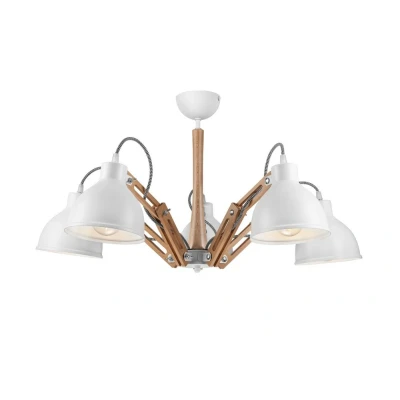 Image of Marcello Adjustable Multi Arm Pendant Ceiling Light White, 5x E27