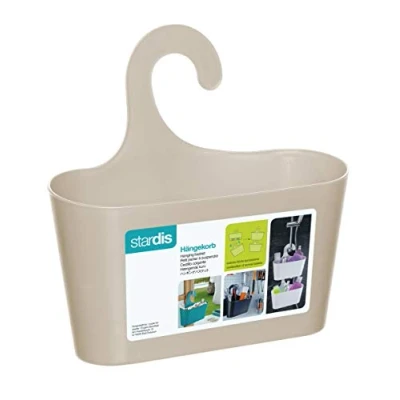 Image of Stardis Shower Basket Beige with Hooks for Hanging Shelf Bathroom Utensilo Shelf,