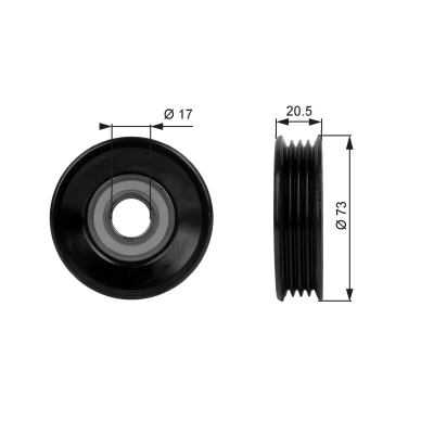 Image of 38942P73000, 38942PZA003, IP120 Tensioner Pulley GATES FleetRunner Micro V Kit T38030 with grooves SUBARU: Outback III, Forester II