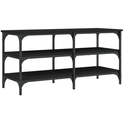 Image of vidaXL Shoe Bench Black 100x38.5x49 cm Engineered Wood