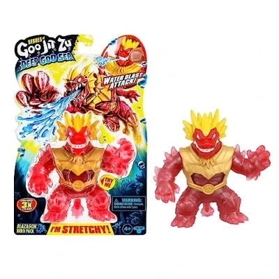 Image of Heroes of Goo Jit Zu Deep Sea Blazagon Hero Pack. Super Stretchy, Filled Toy. With Water Blast Attack Feature. Stretch Him 3 Times His Size!