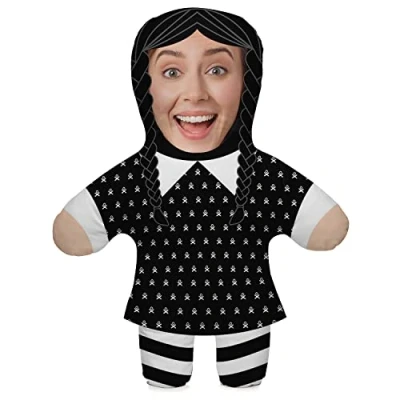 Image of Personalized Funny Photo Gift Pillow Cushion with Filling; Body your own Face Picture Printed; 45 cm High; Birthday Present; Motif Gothic Thursday [091]