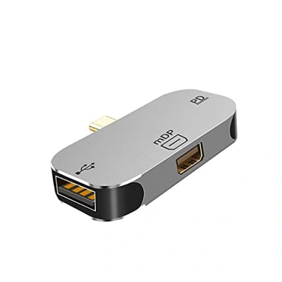 Image of AiTURE USB C Hub Multiport Adapter 3 in 1 to 4K Mini DP/USB 2.0/100W PD Charging Compatible with MacBook Pro Air. (Mini DP+PD+USB Port)
