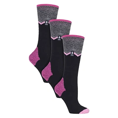 Image of HEAT HOLDERS 3 Pair Multipack Ultra Lite Ladies Ski Socks Womens Funky Patterned Striped Knee High (4 8, Black Zig Zag)