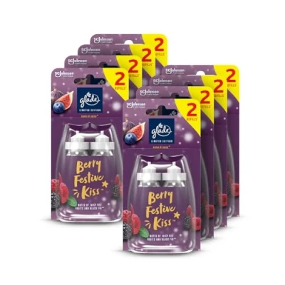Image of Glade Sense &amp; Spray Air Freshener Refill, Motion Activated Automatic Room and Odour Eliminator for Home, Berry Festive Kiss, Pack of 8 Duos (16 x 18ml)