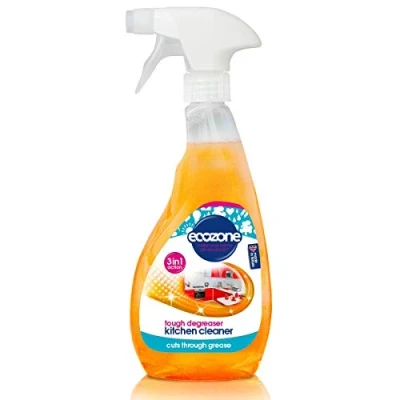 Image of Ecozone Tough Degreaser Kitchen Cleaner Spray, 2 in 1 Eco Friendly Vegan Universal Plant Based Cleaning for Hobs, Worktops, Splashbacks &amp; More, Cleans Degreases Sanitises, Citrus Burst Scent (500ml)