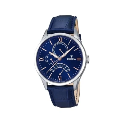 Image of Festina Men&#039;s Quartz Watch with Blue Dial Chronograph Display and Silver Stainless Steel Bracelet F16759/3