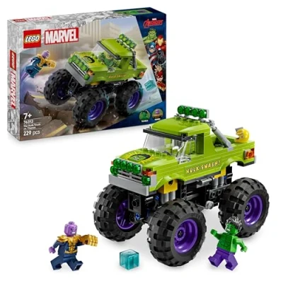 Image of LEGO Marvel The Hulk Truck vs. Thanos Super Hero Building Toy with a Monster plus 2 Minifigures &amp; Accessories incl. an Infinity Gauntlet Collectible Set for 7+ Year Old Boys Girls 76312