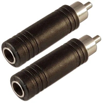 Image of 6.35mm 1/4&quot; Mono Female Jack Socket to Single RCA Phono Plug Adaptor x 2