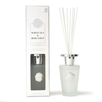 Image of Sences Luxury Reed Diffuser 300ml Scented with White Tea &amp; Bergamot, Long Lasting Aroma, Premium Essential Oils, Elegant Glass Bottle, Ideal for Home, Office Spa, Fresh Invigorating Fragrance