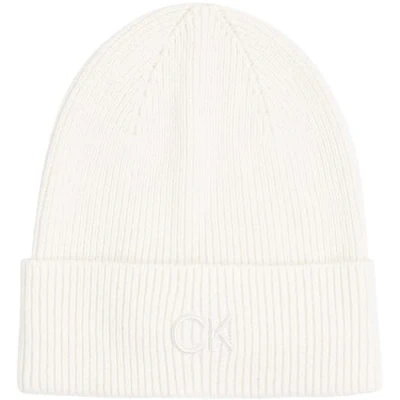 Image of Calvin Klein Embroidery Beanie Beanie, Women&#039;s, Size: One Size, White