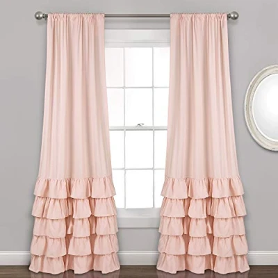 Image of Lush Decor Window Panel Set for Living, Dining Room, Bedroom (Pair), Polyester, Blush, 40&quot; W x 84&quot; L (Pack of 1)