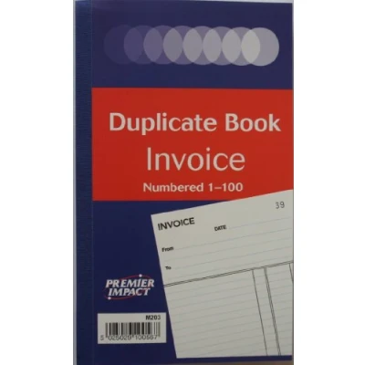 Image of Premier impact Duplicate book invoice 125X213 mm Numbered 1 100 (M203)